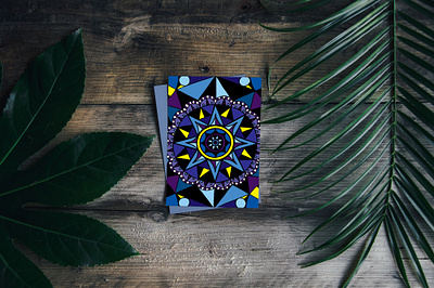 Geometric Compass Blue Palette Greeting Card blue botanical cardinal points colorful compass design drawing geometrical greeting card home decor illustration