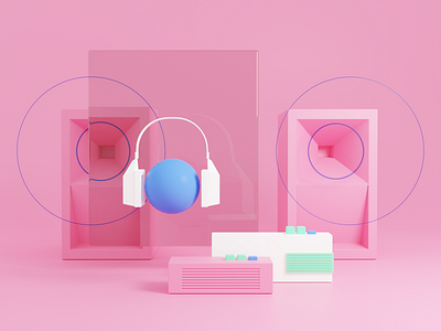 I love music 3d blender illustration lowpoly