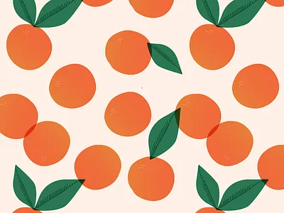 Floating Oranges Pattern eat flat food gradient green icon illustrator leaf natural pattern seamless surface