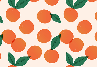 Floating Oranges Pattern eat flat food gradient green icon illustrator leaf natural pattern seamless surface