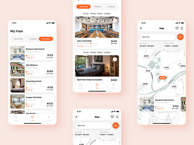 Travel and Hotel booking App adobe xd app app ui booking design flat hotel illustration mobile ui design travel ux vector