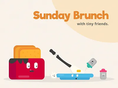 Sunday Brunch with Tiny Friends adobe illustrator breakfast brunch digital illustration digitalart egg flat flat design food food illustration graphicdesign holiday illustration illustration art pepper salt sunday toast typogaphy vector