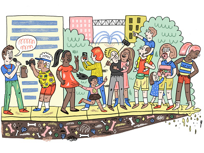 Tourists editorial illustration illustration people