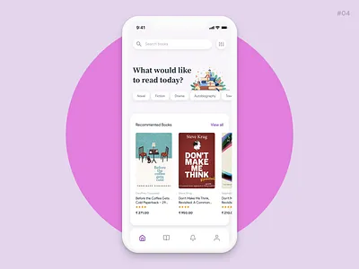 Library app - buy and read books online android app app buy book daily ui ios app library read book