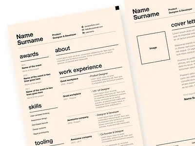 Free minimal CV & cover letter template a4 clean cover letter creative cv cv design design free minimal paper poster sketch template