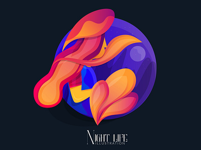 Night Life Ui Illustration in Adobe illustrator girl illustration gradient night illustration night life ui night life ui night ui illustration purpul illustration ui illustration