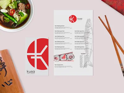 Kusa Logo Design app branding design icon illustration japanese japanese food logo restaurant typography vector