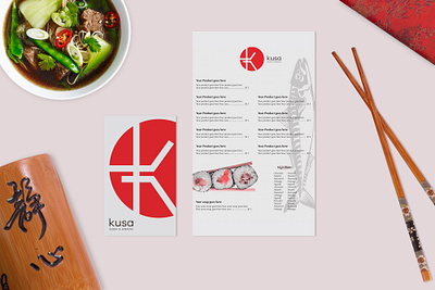 Kusa Logo Design app branding design icon illustration japanese japanese food logo restaurant typography vector