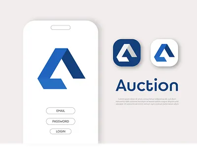 Letter A logo, "Auction" a logo app art brand identity branding flat icon illustration illustrator letter a letter a logo lettering logo logomark minimal typography ui ux web website