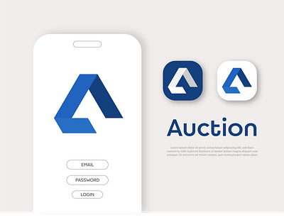 Letter A logo, "Auction" a logo app art brand identity branding flat icon illustration illustrator letter a letter a logo lettering logo logomark minimal typography ui ux web website
