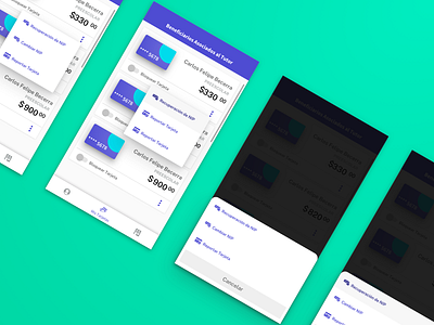 Wallet - Contextual Actions Exploration android bank card financial fintech list menu ui ux wallet