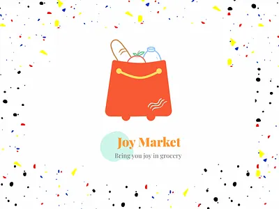 Joy Market Logo blue blush branding bright challenge cheerful commerce digital dribbbleweeklywarmup illustration joy logo logodesign market orange palette shot typography vector yellow