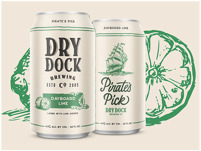 Dry Dock Brewing - Pirate's Pick beer beer label brewery can art can design custom lettering illustration lime nautical pirate