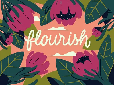 Flourish 2d branding design illustration illustrator peonies photoshop women empowerment