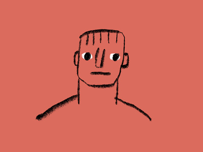 Block Head bangs block bust face head line art man pencil person portrait