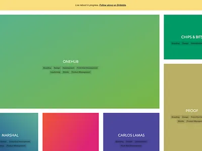 Tags on Hover cards gradients grid portfolio reboot tags