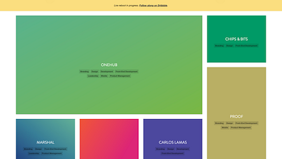 Tags on Hover cards gradients grid portfolio reboot tags