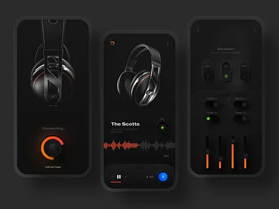 Headphone controller app app application application design biometric colors controller dark ui design headphone minimal mobile design neue neumorphic neumorphism shadow skeuomorph skeuomorphism ui uiux ux