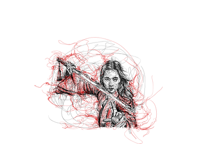 liu yifei mulan Scribble Portrait Art commission design icon illustration illustrator minimal portrait scribble vector work