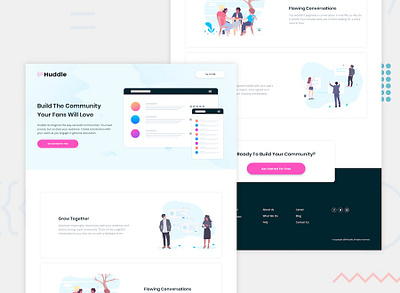 Huddle landing page with alternating feature blocks css3 flexbox front end development html5 webdesign