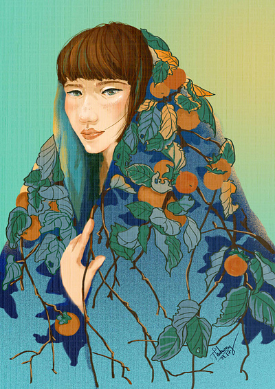 Secret garden coat digital digital art digital illustration drawing garden illustration painting photoshop portrait woman