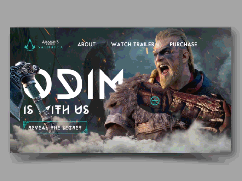 Assassin's Creed Valhalla Website Concept animation assassins creed game games parallax parallax website playstation 4 typography ui ux web