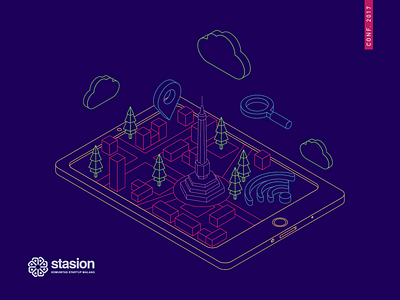 Stasion Conference 2017 branding icon illustration isometric isometry uidesign vector