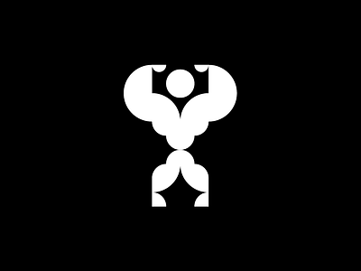 Muscles black bold branding geometric geometry graphic design guy gym human logo man martinez minimal muscle pablo pamata strong strongman tarradell white