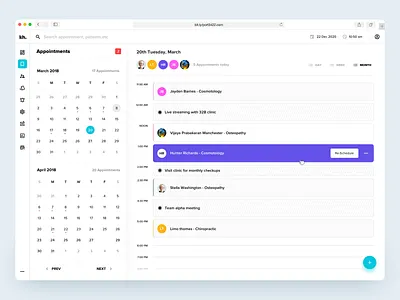 Clinical Dashboard - Manage Appointments appointments clinical dashboard doctor app health app hospital management manage patients medical dashboard medical history patients schedules