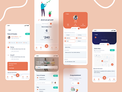 Broad-scope app for all types of freelancers. app app design concept delivery design location marketplace minimal mobile parcel ride send ui ux