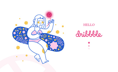 Hello dribbble! app design illustration