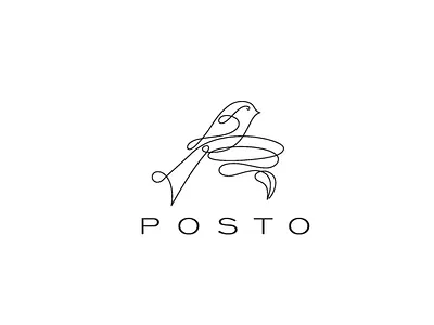 POSTO artwork bird bird logo birds logo branding design emblem idea leaf lineart linework logo nest sparrow vector vintage