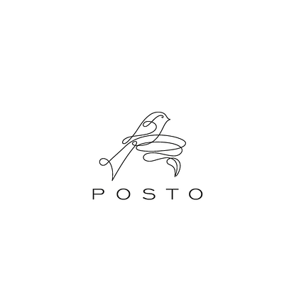 POSTO artwork bird bird logo birds logo branding design emblem idea leaf lineart linework logo nest sparrow vector vintage