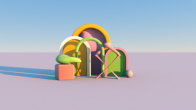 Abstract 3D 3d arches 3d arches 3d geometric shapes 3d geometry 3d primitives 3d primitives 3d shapes abstract art arches cinema4d geometric shapes geometry octane pastel colours surrealism