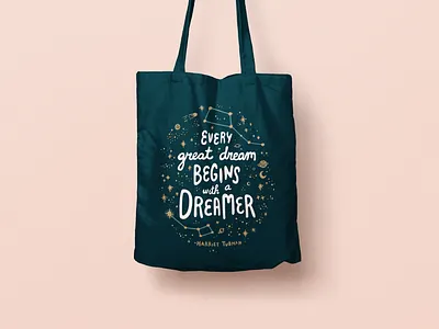 Every great dream begins with a dreamer branding flat illustration typography