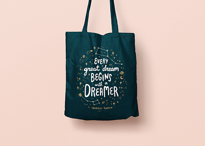 Every great dream begins with a dreamer branding flat illustration typography