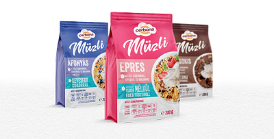Packaging design - "Cerbona" muesli products branding cereals csomagolasdesign csomagolastervezes foodpackaging mueslipackaging packagingdesign packagingdesigner