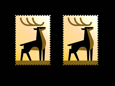 Dear (archive) animal antlers dear illustration logo nature post stamp sun