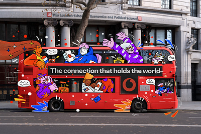 Vodafone: ad banner billboard brand branding character characters design graphic design identity illustration logo poster vodafone