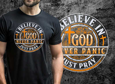 I believe in God Never Panic Eye-catching t-shirt Design halloween