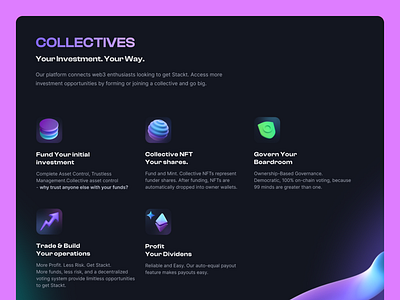 Web3 Features Page features gradient grid landing page nft product design web 3