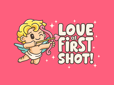 Cupid angel arrow cartoon character cupid cute feminine fun heart illustration kawaii love at first shot love at first sight mascot playful romantic valentine valentine card valentine illustration vintage