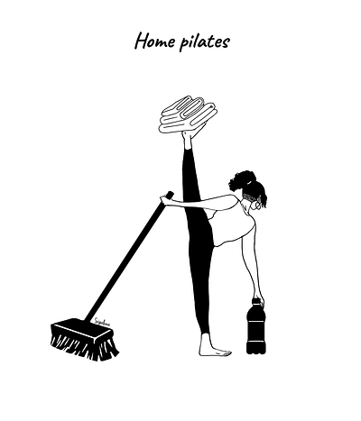 Home pilates blackandwhite branding branding design concept design corona coronavirus graphic illustration illustration art illustrator pilates stayhome