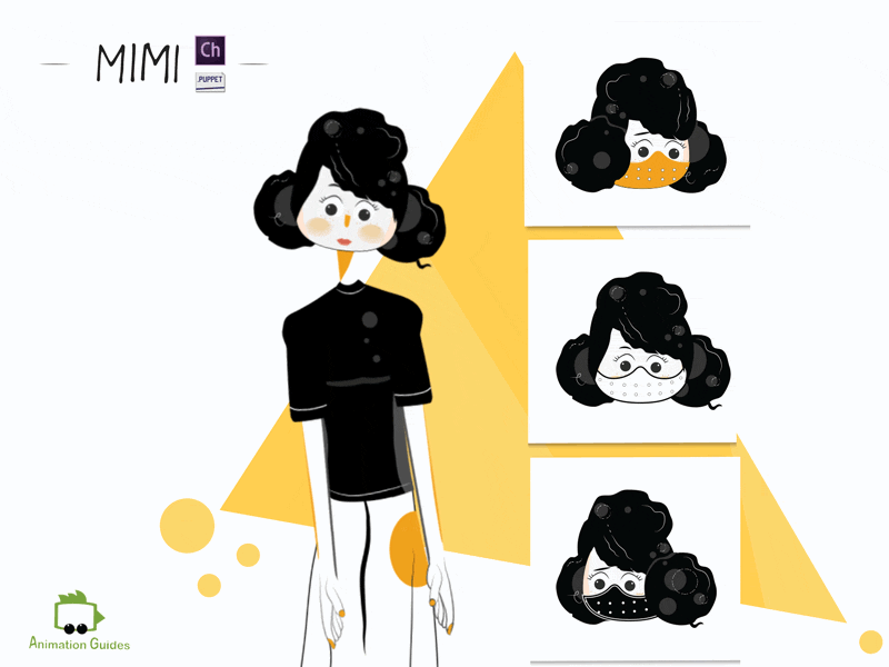 Behind every mask there is.... Mimi ai animation character character animation character animator character design download face mask female flat girl illustration motion capture puppet puppets vector woman