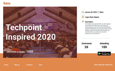 Tukio Single Event Details app branding illustration ui web webdesign