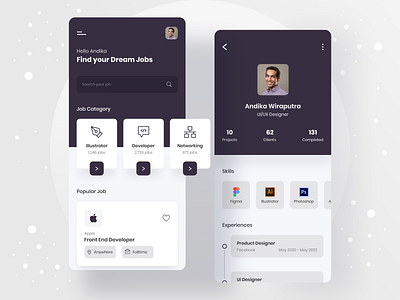 Job Finder App 💼 app design app job design design job developer figma finder app job app job application job board job finder job portal jobs jobs list jobsite networking uidesign uiux work app working app