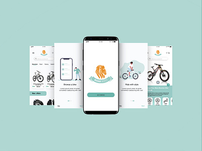 Roar Bikes Mobile Application adobexd branding design flat minimal ui