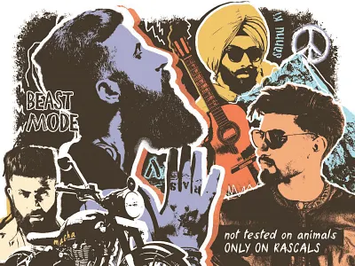 Ustraa Brand Persona beard biker collage editorial design grooming guitar india moustache movember peace photoshop publication design ustraa