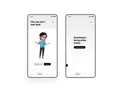 Nigel - Your smart wardrobe assistant app avatar buttons cards cards design cards ui design illustration interaction design latest design trends mobile app mockups product design prototype swipe ui ui design ui trends ux ux design