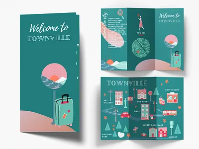 Townville Trifold advertising branding brochure design design digitalart illustration trifold typography ui